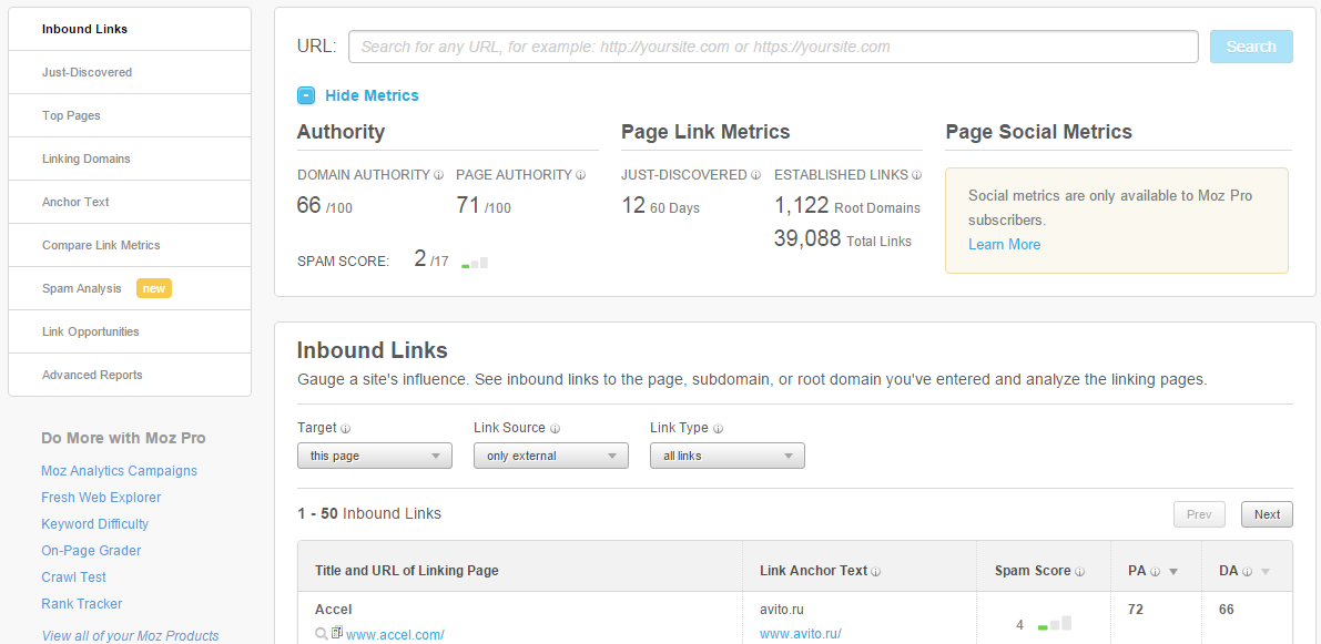 Monitoriamo i backlink con Open Site Explorer