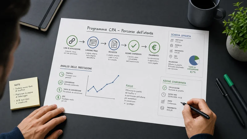 Schema di un programma CPA su uno schermo di lavoro