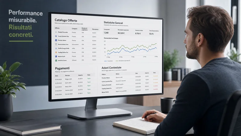 Dashboard di una rete CPA con statistiche