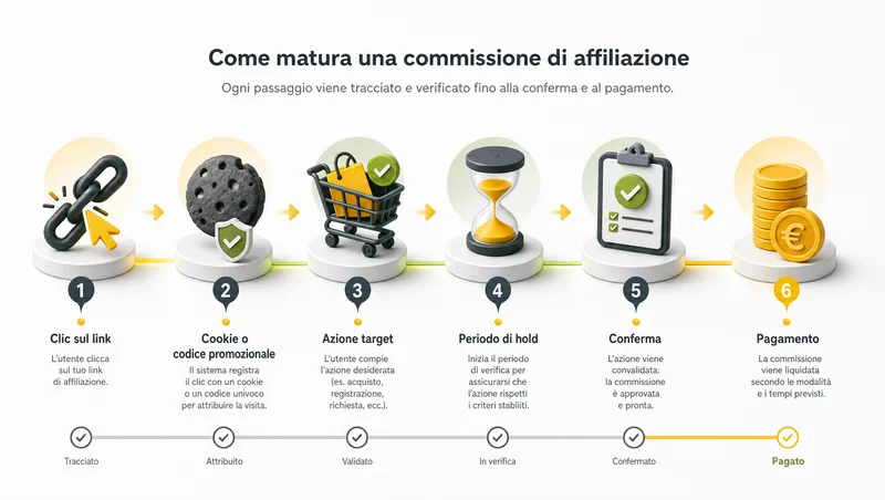 Percorso dal link di affiliazione al pagamento