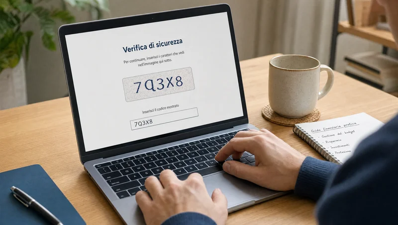 Inserimento di un CAPTCHA su un laptop di casa