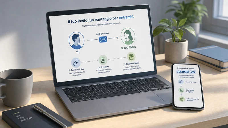 Schema di un programma referral su un laptop