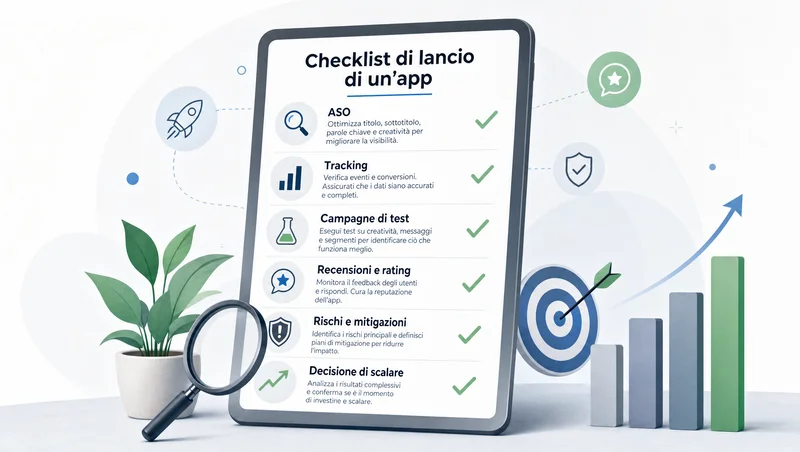 Checklist per il lancio della promozione di un'app
