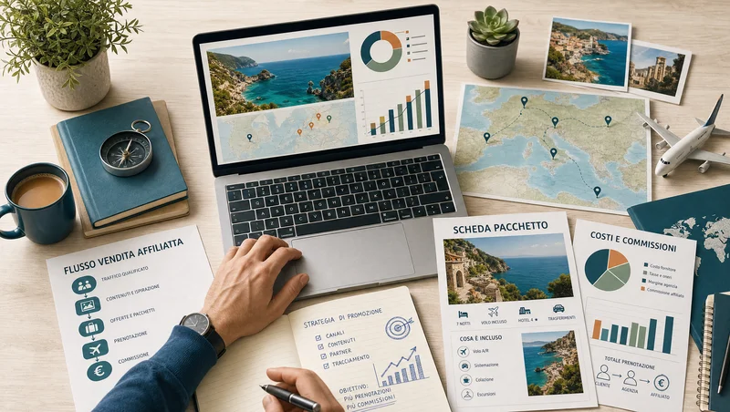 Dashboard per vendita affiliata di pacchetti viaggio