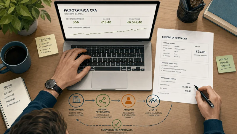 Dashboard CPA con offerta e conversioni approvate