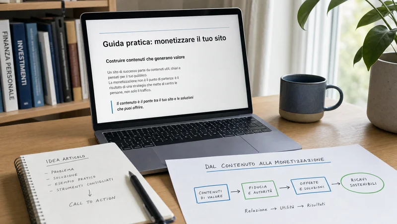 Editor del sito e piano di monetizzazione