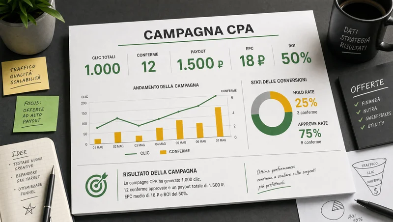 Calcolo di EPC, ROI e conferme nel CPA