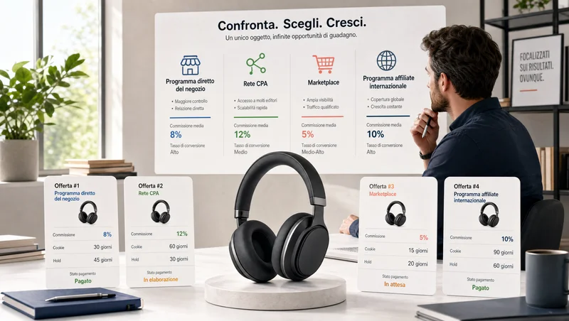 confronto tra fonti di programmi di affiliazione per negozi
