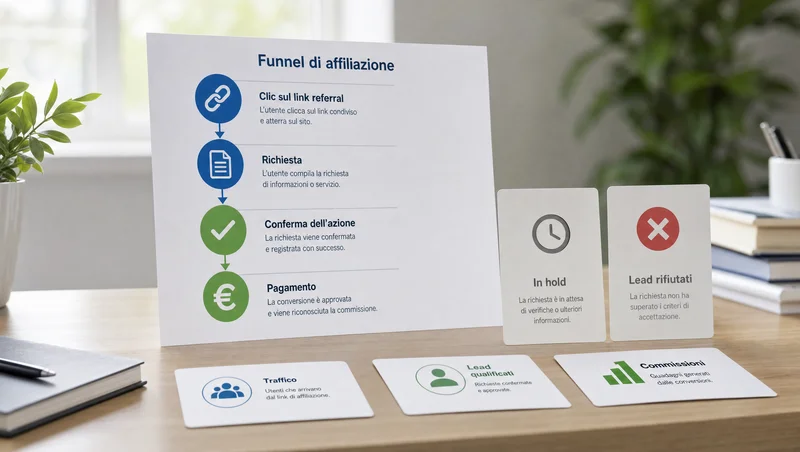 Funnel dei pagamenti di affiliazione e delle azioni confermate