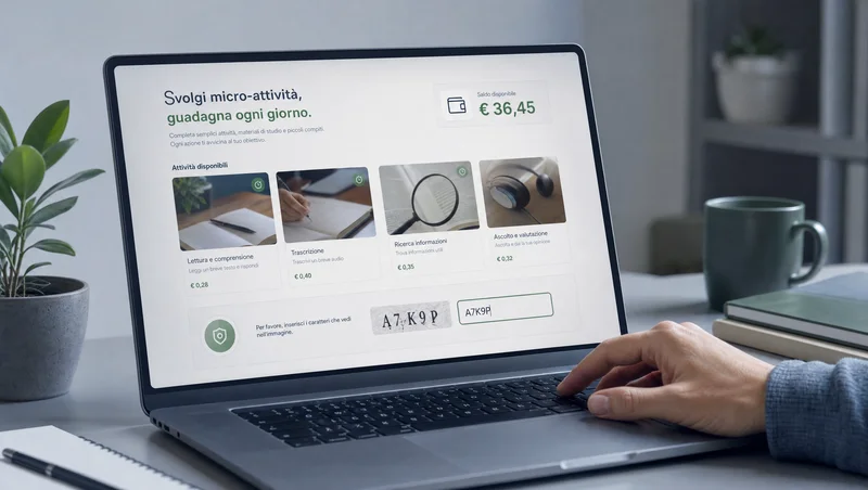 Laptop con attività di inserimento CAPTCHA