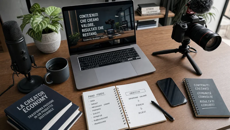 Scrivania di un creator YouTube con analytics