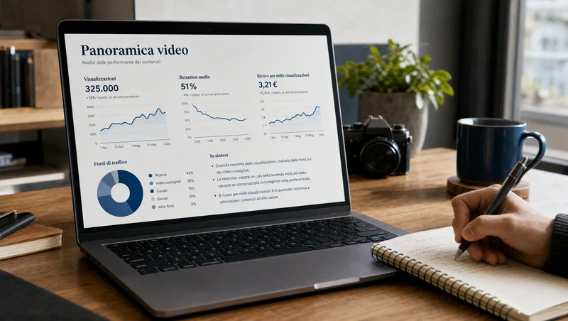 Metriche dei ricavi YouTube sullo schermo