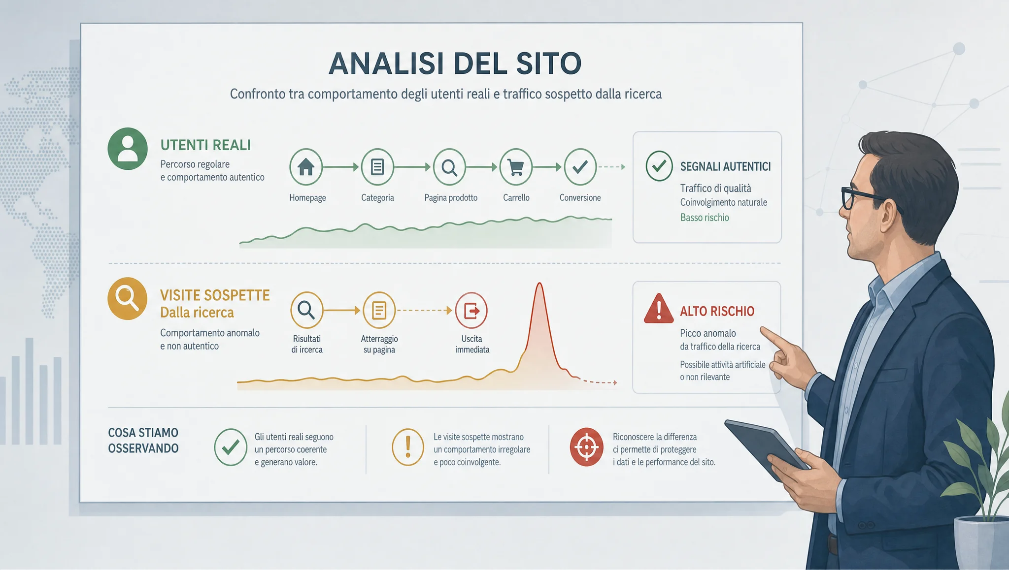 analisi del sito con un picco di traffico sospetto