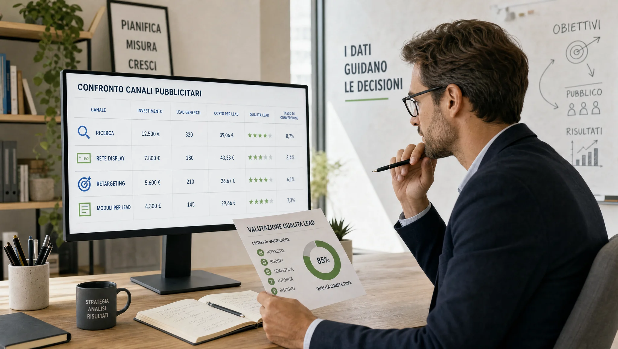 Confronto del CPL tra canali pubblicitari