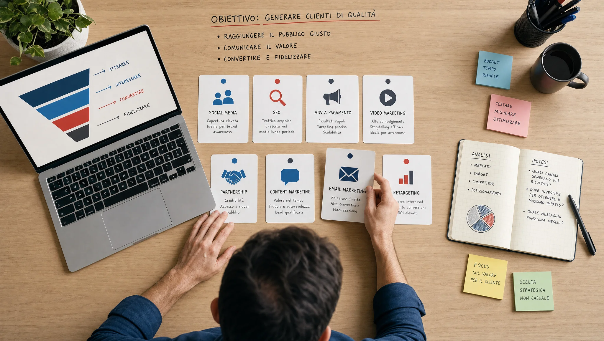 un esperto di marketing sceglie i canali pubblicitari