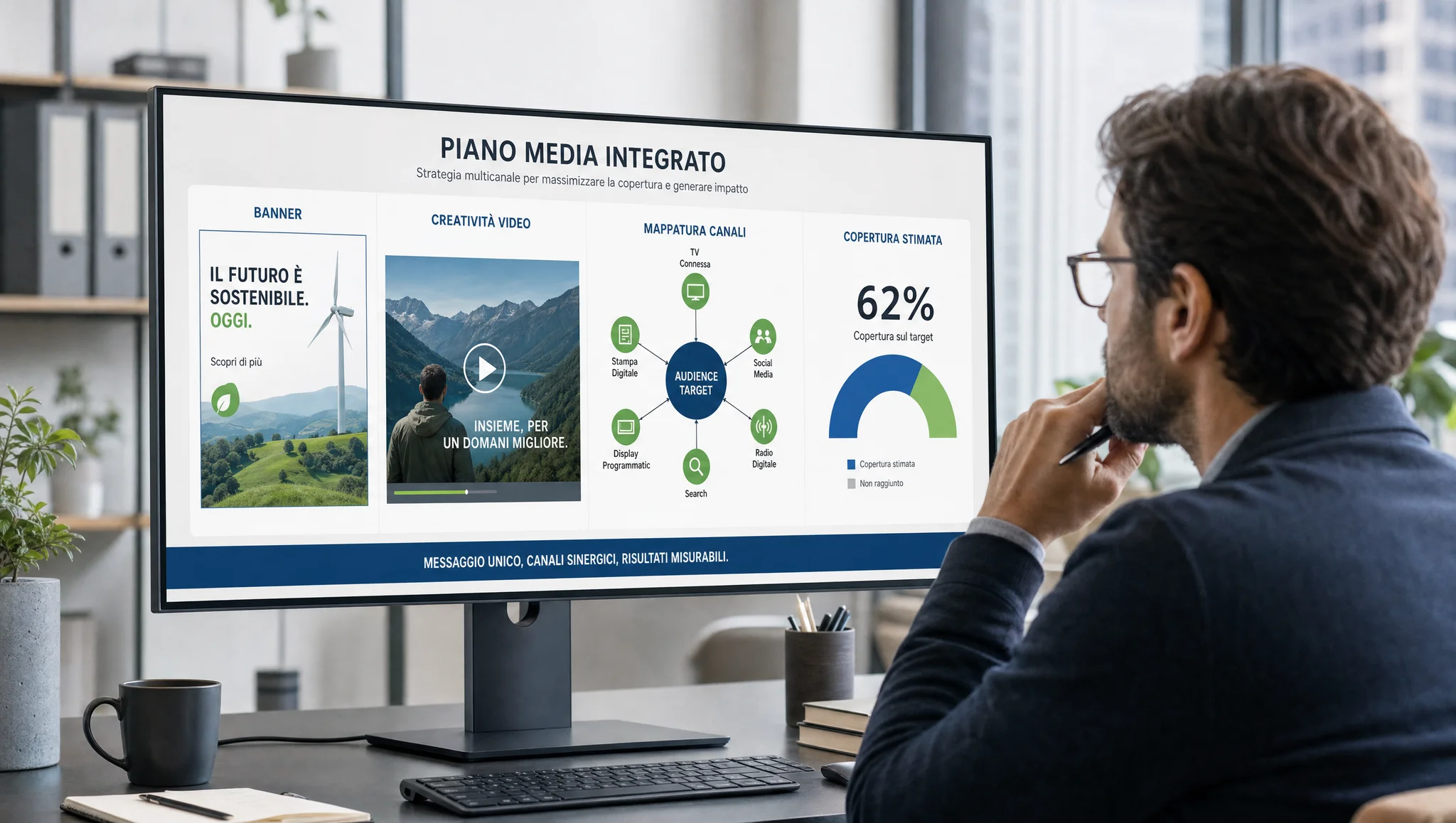 un esperto di marketing analizza una campagna pubblicitaria display