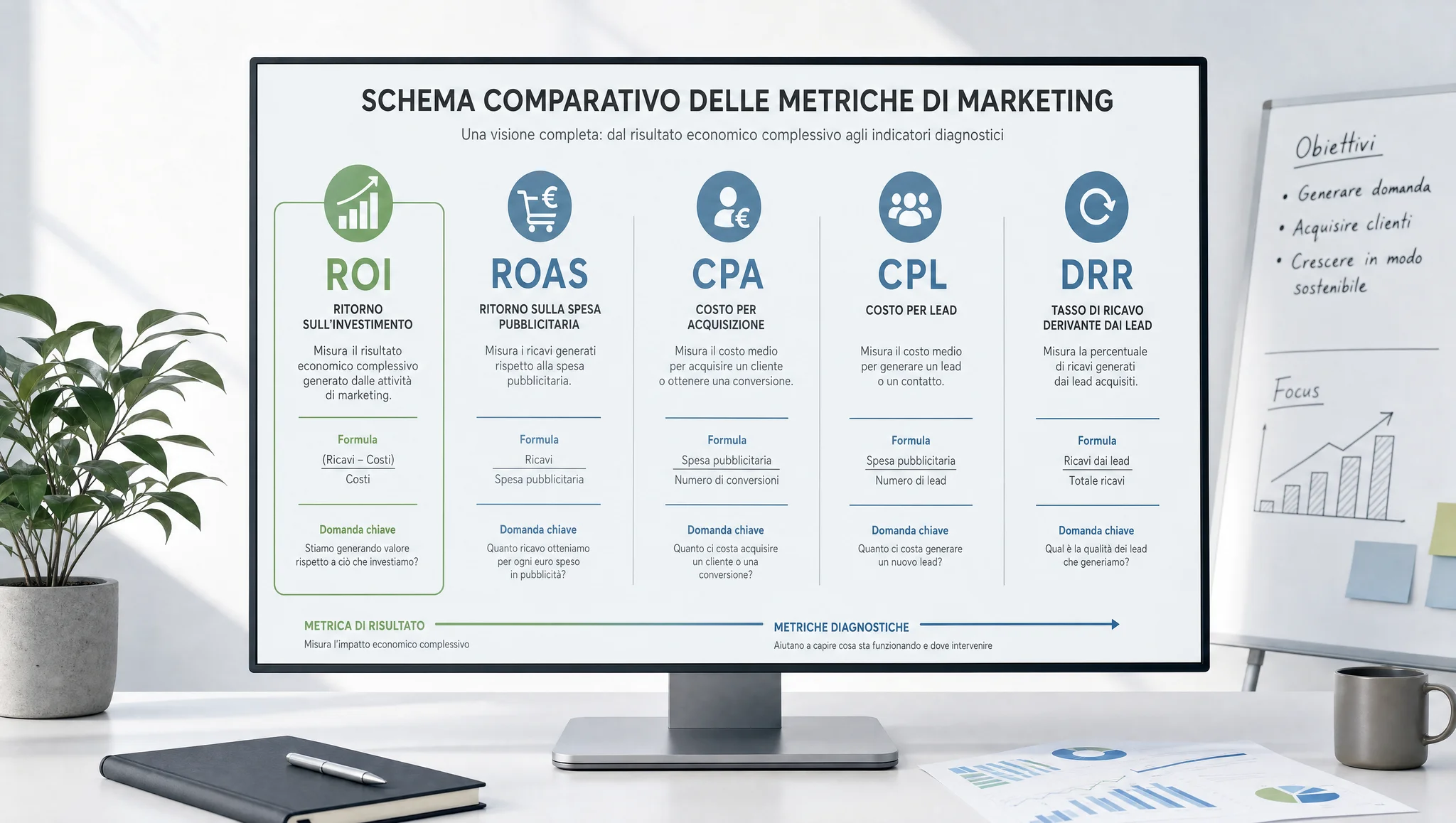 Confronto tra ROI e altre metriche pubblicitarie