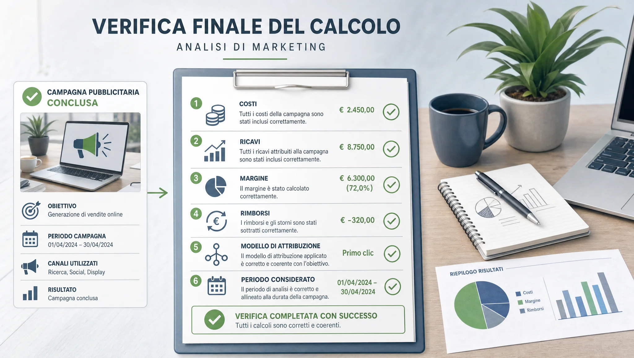 Lista di controllo per verificare il calcolo del ROI
