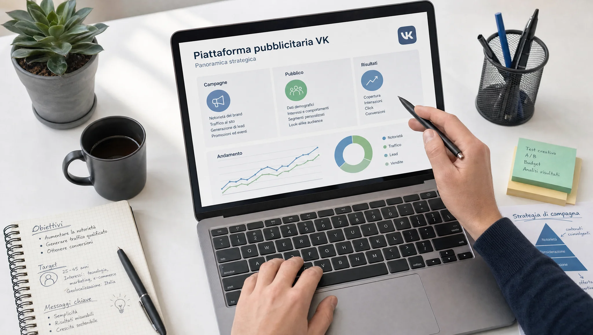 Schermata di lavoro della piattaforma pubblicitaria VK