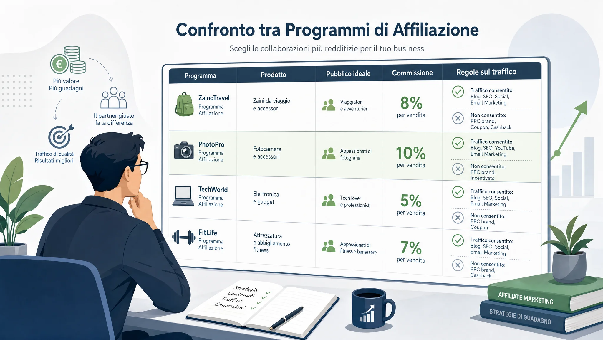 Confronto delle condizioni dei programmi di affiliazione