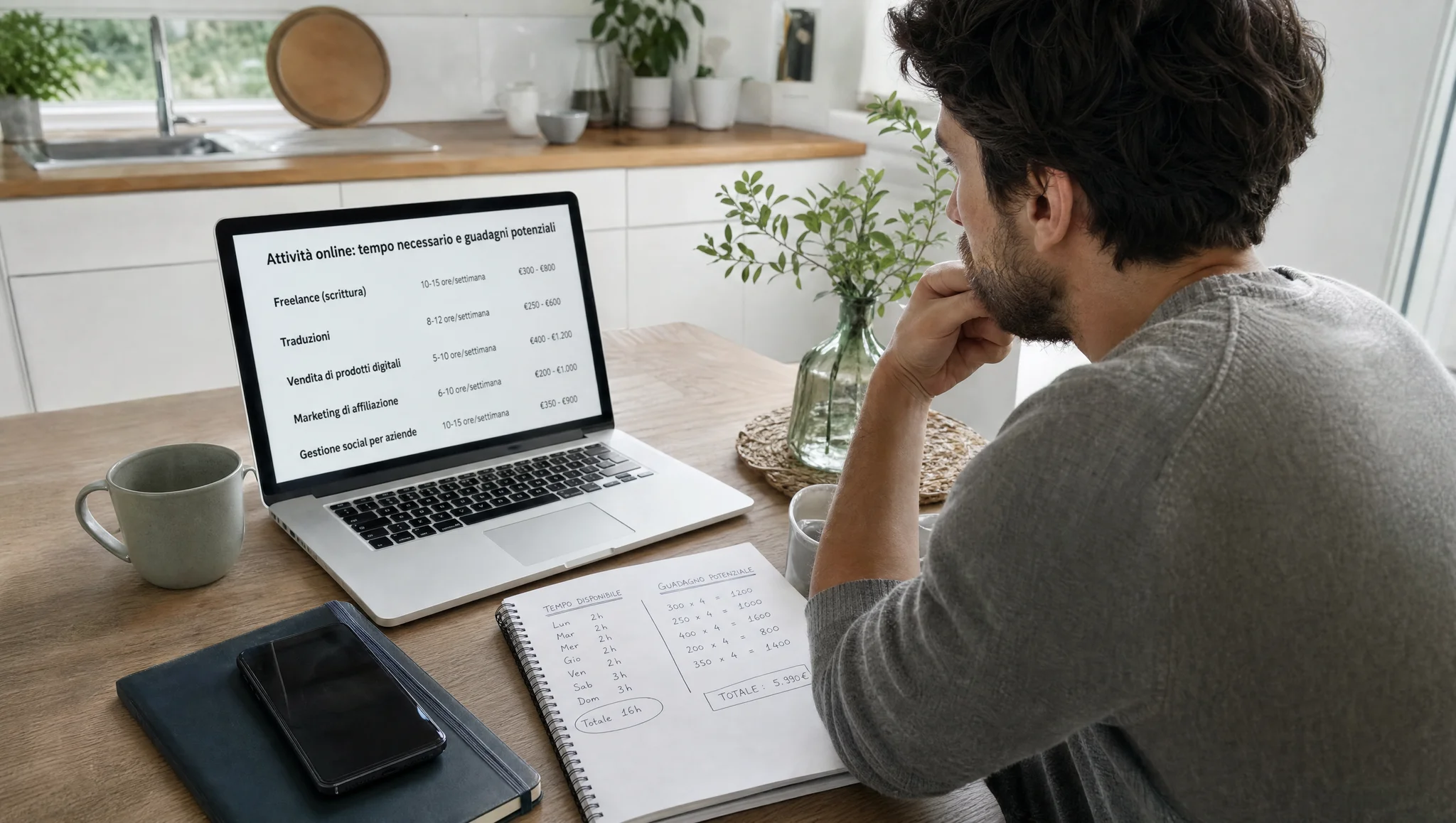 Scelta di un'attività online da casa davanti al portatile