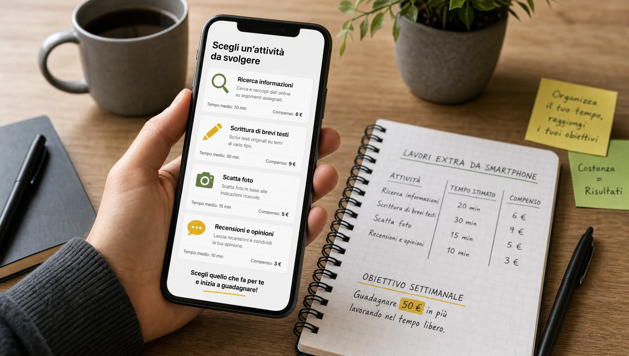 smartphone con schede di attività online