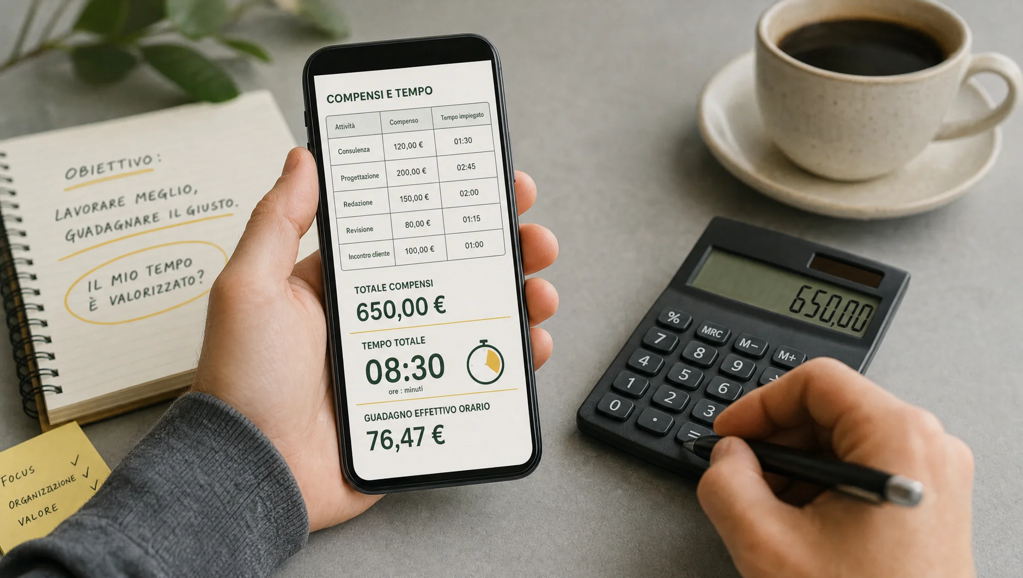 calcolo del guadagno in base al tempo impiegato