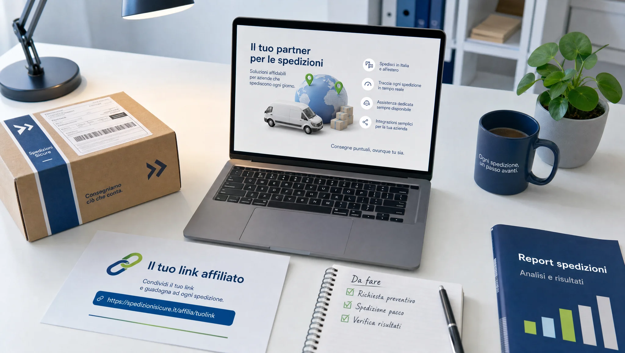 Pannello di gestione delle spedizioni e link di affiliazione